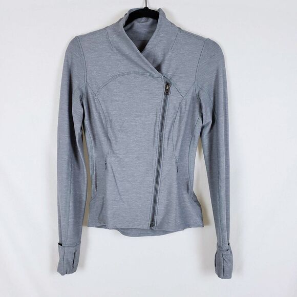 Lululemon Precision Jacket Asymmetric Womens 6 Gray Thumbholes Running - Picture 1 of 11